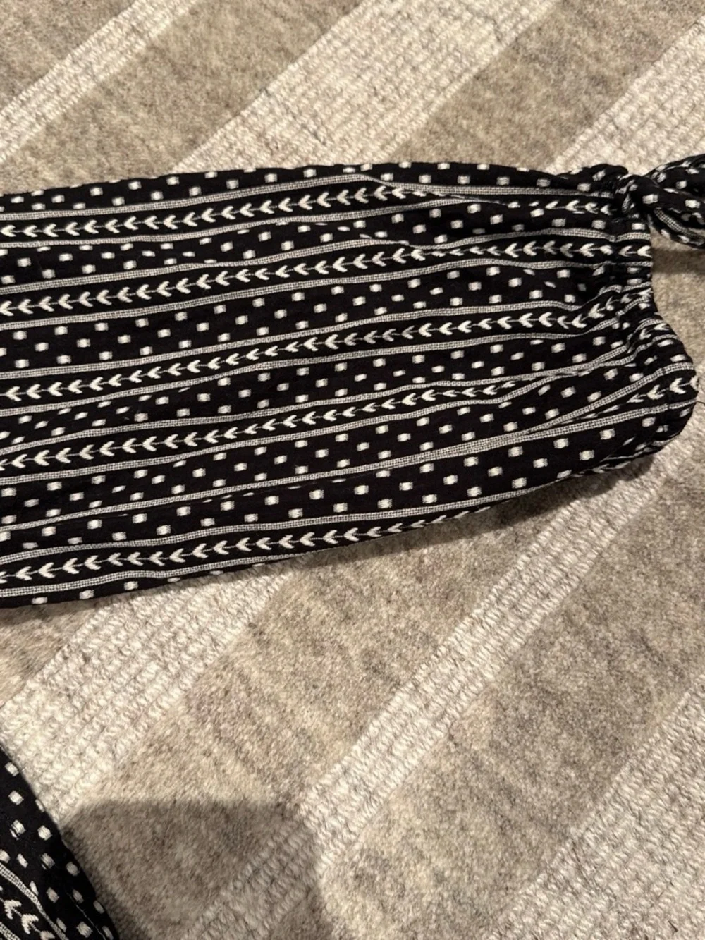 Garnet Hill Black and White Striped Button-Front V-Neck Top